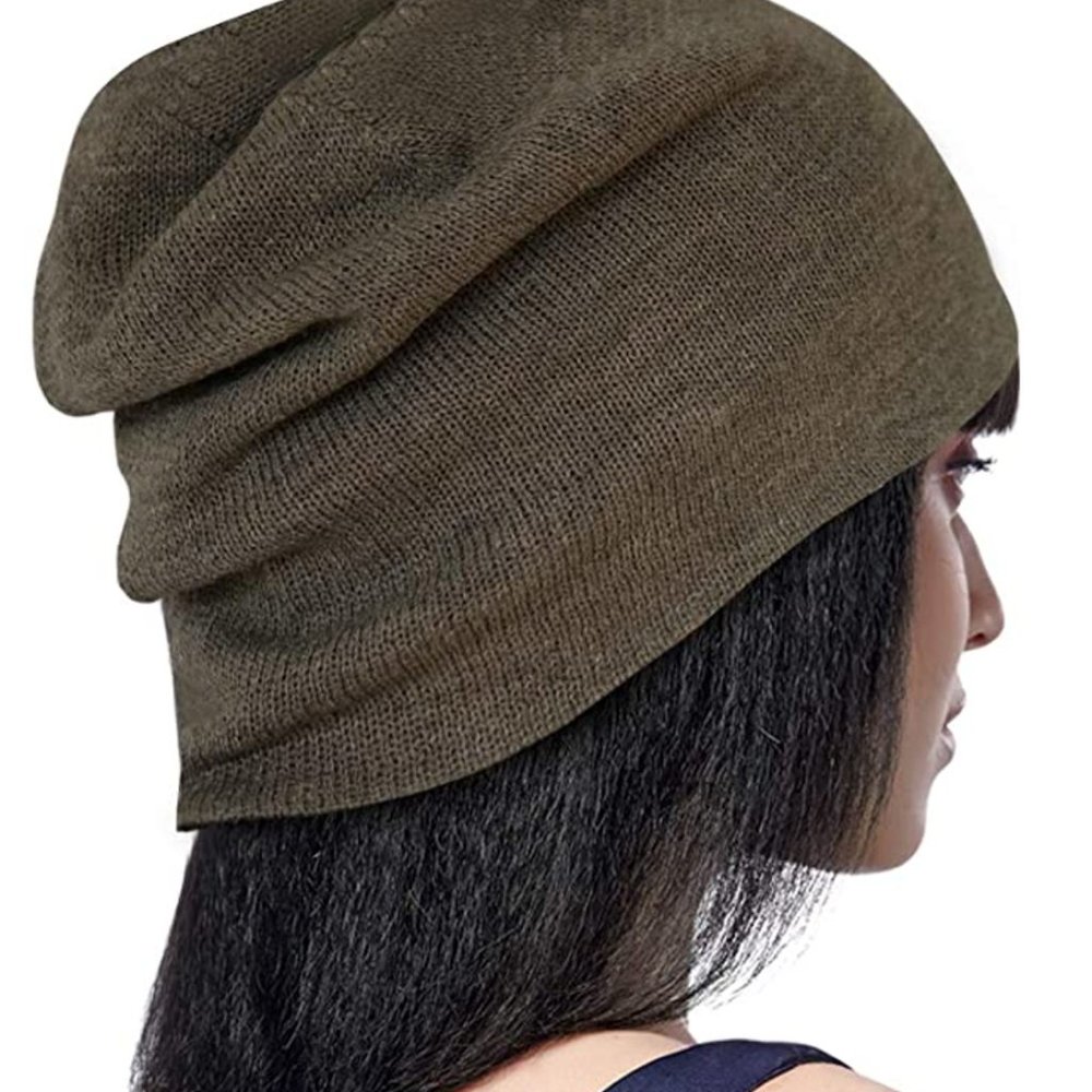 2 Layer Knit Slouchy Beanie for Women